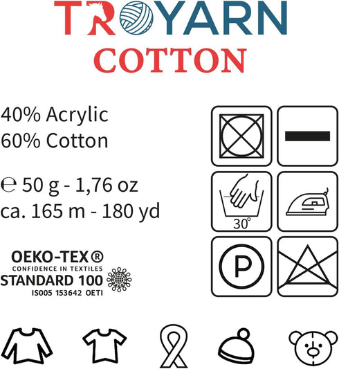 Cotton 60% Cotton 40% Acrylic Yarn, Soft, Fine/Sport (2) for Crochet and Knitting 1.76 Oz (50g) / 180 Yds (165m) (10317 - Yellow)......