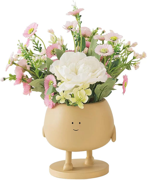 Face Plant Pots, Succulent Pots, 5 Inch Head Planters for Indoor Plants, Cute Resin Flower Pot with Drainage Hole, Unique Cactus Planter...