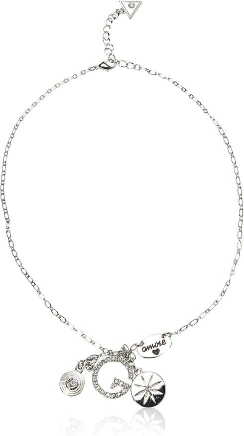 GUESS "Basic" Silver Pave G Linear Y-Shaped Necklace, 16" + 2" Extender...