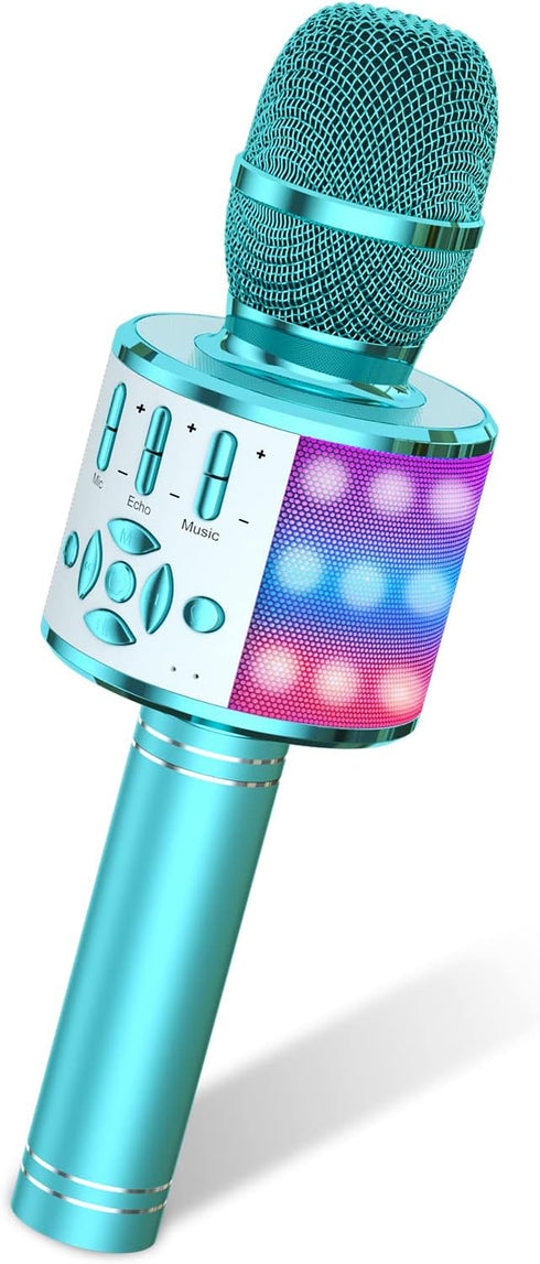 Amazmic Kids Karaoke Microphone Machine Toys for Girls Bluetooth Microphone with LED Light, Birthday Gift for Girls Boys 3 4 5 6 7 8 9 10 11 12 Ye...