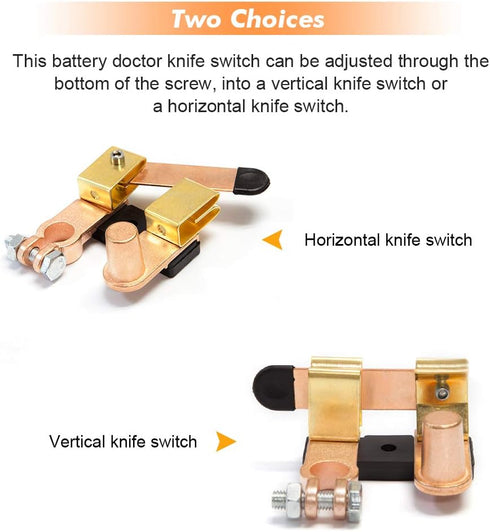Top Post Negative Battery Disconnect Switch 12V / 24V 250/750 Amps Knife Blade Isolator Power Cutoff Switch for Marine Car Boat RV ATV (Horizontal...
