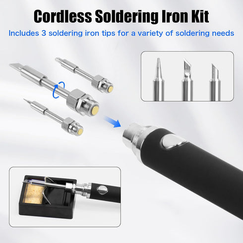 Cordless Soldering Iron Kit, USB Portable Wireless Soldering Iron, 3 Temperature Adjustment Rechargeable Soldering Iron for Home Appliance Repair,...