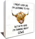 Farmhouse Home Wooden Box Sign, Funny Cow Sign Highland Cow Print Stuff Cow Decor, Table Counter Decor, Dinning Room Cabinets Decoration, Office H...