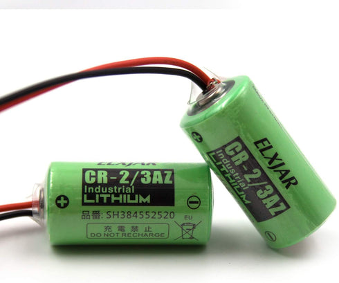 elxjar (2-Pack) 3V 1100mAh CR17335SE-R PLC Lithium Battery, Replacement for SANYO CR17335SE-R, CR17335 with Plug Wire, B9712T...