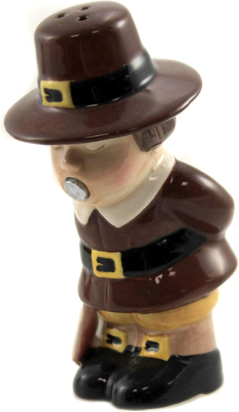 Pacific Giftware Turkey and Pilgrim Magnetic Ceramic Thanksgiving Salt and Pepper Shakers...