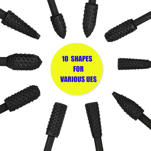 Rasp Wood Carving Bits for Woodworking 1/8” Shank Mini Rotary Burr Rasp Set Power Carving Bit Tools for Wood Carving-10 pcs...