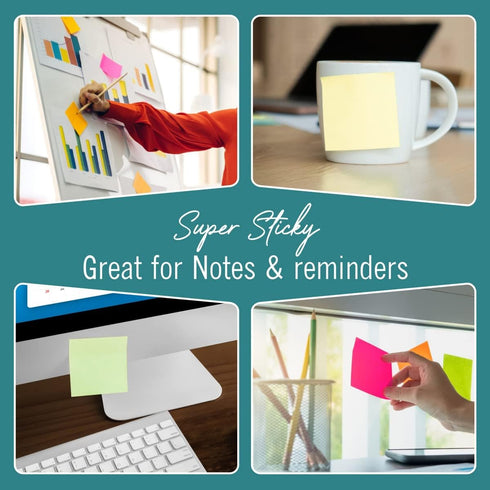 Sticky Notes 3x3 Inches, Pop Up Sticky Notes - Assorted Colors Pastel Sticky Notes | 6 Pads, 100 Notes per Pad (Total of 600 Cute Sticky Notes) | ...