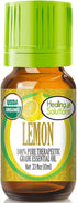 Healing Solutions Lemon Essential Oil (0.33 oz / 10ml) – Organic, Pure, Undiluted – for Cleaning, Diffuser, & Aromatherapy – Lemon Therapeutic Ess...