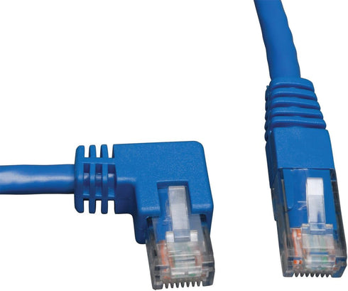 Tripp Lite Cat6 Gigabit Molded Patch Cable (RJ45 Left Angle M to RJ45 M) Blue, 10-ft.(N204-010-BL-LA)...