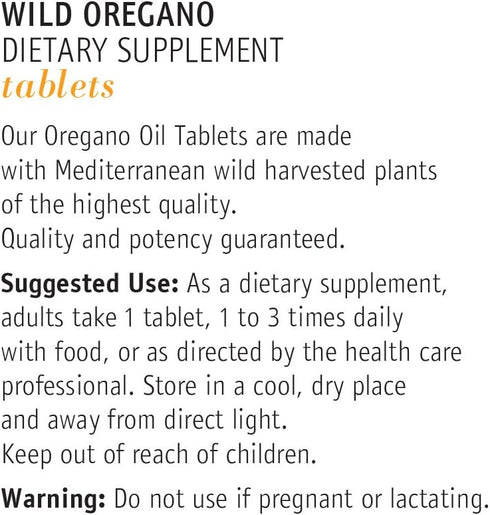 Wild Oregano Tablets from Oregano with Over 85% Carvacrol. Ideal to Boost The Immune System. Powerful antioxidant...
