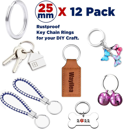 12 Pack Keychain Rings for Craft, Stainless Steel 1" Metal Flat Key Ring Clips Round Split Rings Bulk for Home Car Keys Organization,Arts & Crafts...