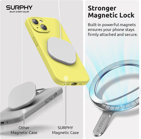SURPHY Designed for iPhone 15 Case Compatible with MagSafe (6.1 inch 2023), with 2 Pack Screen Protector, Liquid Silicone Phone Case (Camera Prote...