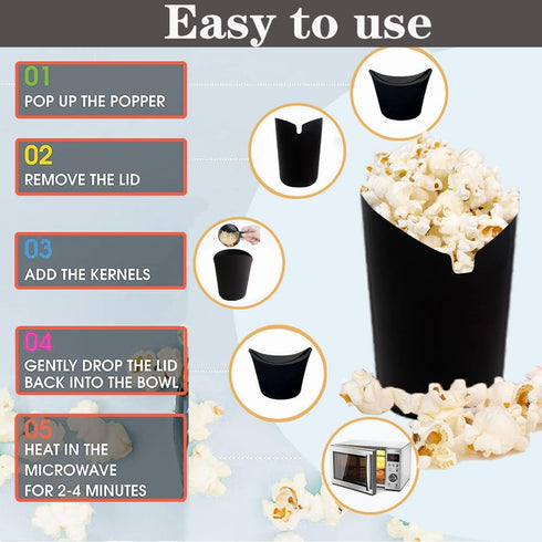 The Original Microwave Popcorn Popper,Popcorn Containers,Popcorn Buckets Reusable, Silicone Popcorn Maker Collapsible Bowl BPA -Free, Hot Air Popc...