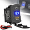 Rocker Type Charger Socket Type-C PD + USB QC 3.0 Charger + Voltmeter with Waterproof Cover 12V/24V Blue Led for Rocker Switch Switch Panel On Mar...