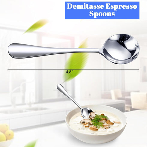 HANSGO 10PCS Mini Coffee Spoons, 4.6 Inch Demitasse Espresso Spoons Small Stainless Steel Tea Spoon for Cake Ice Cream Dessert Food Sample Cocktai...