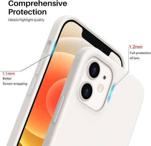 ORNARTO Compatible with iPhone 12 Case, Compatible with iPhone 12 Pro Case, Slim Liquid Silicone 3 Layers Full Covered Soft Gel Rubber Phone Case ...