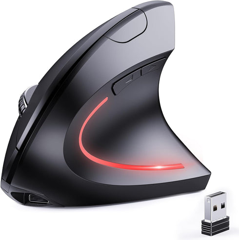 Bluetooth and 2.4G (2-in-1) Rechargeable Wireless Mouse, Ergonomic Vertical Design, 1000/1200/1600 DPI, 6 Silent Buttons, for Laptop, Computer, PC...