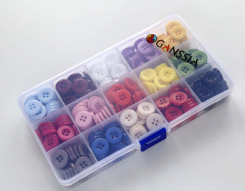 5/8 Inch (15mm) Mix 15 Colors Buttons for Sewing 4 Holes Resin Button for Crafts Scrapbooking Pack of 300 PCS with Box (Each Color 20 PCS)...