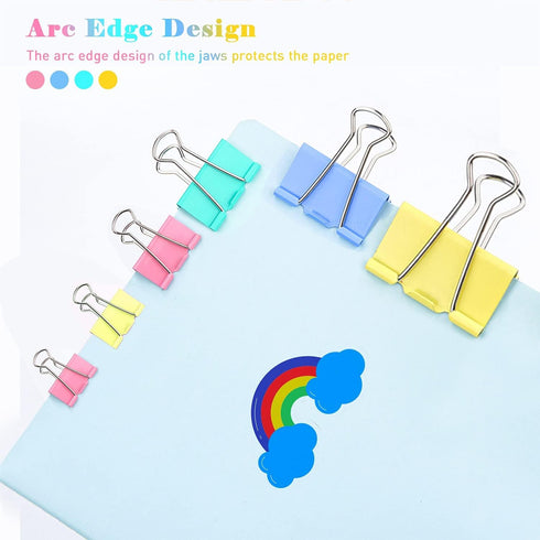 Mini Binder Clips, 120 Pack, 5/8 Inch, Standard 15mm, Color, Mini Binder Paper Clips, Fold Clamp, Capacity 0.23 Inch, Paper Clips, Office Supplies...
