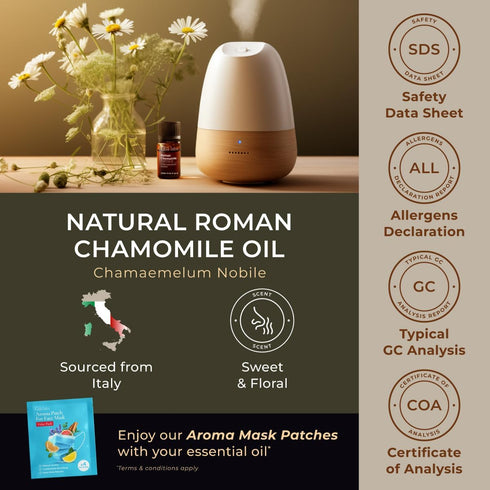 Gya Labs Roman Chamomile Essential Oil for Diffuser - 0.34 Fl Oz - 100% Pure Natural Roman Chamomile Oil for Skin, Hair, Face, Aromatherapy & Cand...
