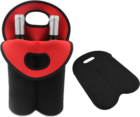 2 Bottle Wine Carrier Tote Bag for 750ML Wine Bottles, Neoprene Wine Bottle Travel Protector Bags, Reusable Insulated Wine Bag Tote Gift Bags for ...