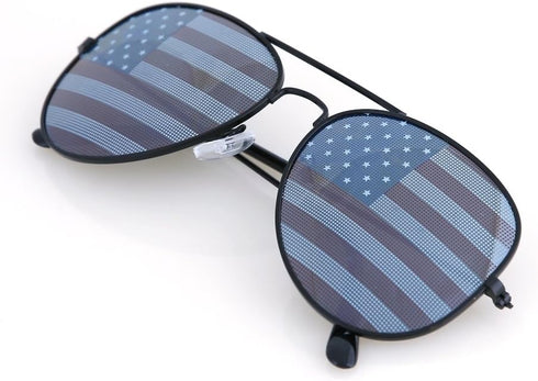 USA America Aviator Sunglasses Black Color Frame...