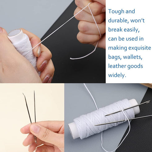 Ftyiwu Waxed Thread, Upholstery Needle and Thread 32 Yards with 7PCS Hand Sewing Needles for Home Upholstery Carpet Canvas Repair Leather Sewing (...