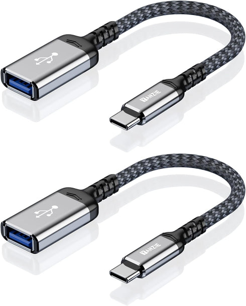 2-Pack USB 3.0 to USB C Male Adapter, Type-C Male to USB Female, USB C Male to USB A Female Compatible with iPhone 15 Pro/Max, MacBook Pro Air 202...