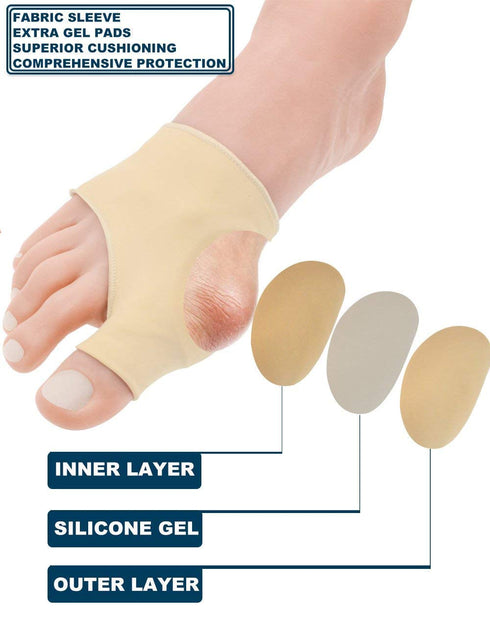 CYG&CL Bunion Corrector and Bunion Pain Relief Sleeves Toe Protector with Gel Toe Spacers, Built-in Soft Silicone Pads for Big Toe Straighten, Hal...
