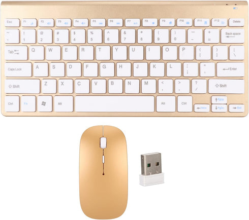 Wireless Keyboard and Mouse Combo, Compact Wireless Keyboard and Mouse Set, Ultra Thin Waterproof Keyboard Power Saving USB Mouse Set, for Compute...