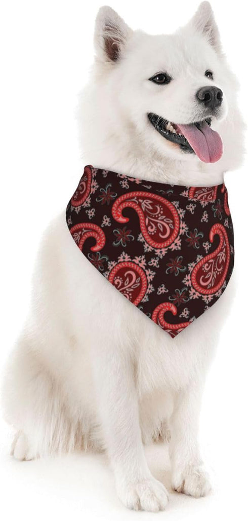 Paisley Red Dog Bandana Scarf Triangle Bibs Pet Accessories Cat Kerchief...