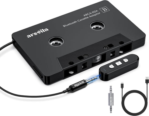 Arsvita Car Audio Cassette to Aux Adapter, 5.1 Bluetooth Receiver Kit for Cassette to Aux Adapter, Bluetooth Receiver Compatible with 3.5 MM Auxil...