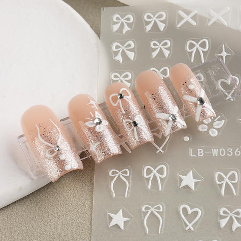 Heart Bows Nail Art Stickers Heart Bows Nail Decals Black White Red Pink Bow Tie Nail Design Stickers for Nail Art Supplies Valentine's Day Nail S...