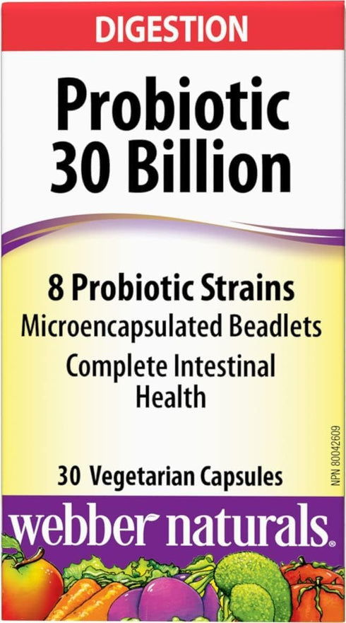 Webber Naturals Probiotic 30 Billion, 8 Probiotic Strains, 30-Capsules...