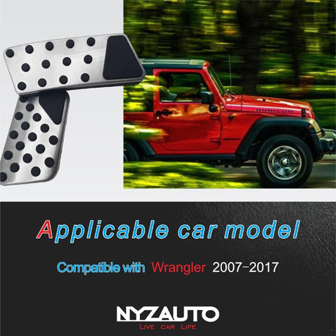 Compatible with Non-Slip Foot Pedal Pads Jeep Wrangler 2007-2018 JK JKU ,AT No Drilling Aluminum Brake and Accelerator Pedal Covers...