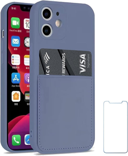 Ultra Slim Liquid Silicon Gel Case Compatible for iPhone 12 Mini 5.4 inch 2020 with Card Holder Sleeves Slot Anti-Scratch Shockproof Wallet Cover ...