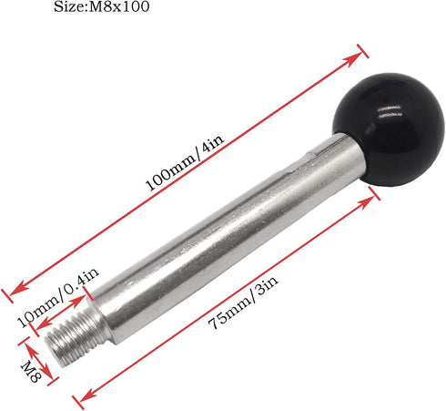 NGe 2pcs Machine Tool Handle with Ball Knob,Revolving Handle Machine Tool,Threaded Revolving Handle,for Machine Tool Accessory,(M8X100)...