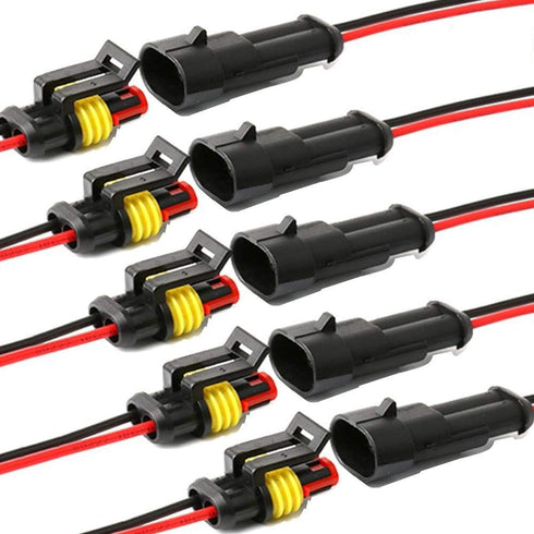 Way Car Waterproof Electrical Connector,16 AWG 2 pin Plug Auto Electrical Wire Connectors for Car, Truck, Boat, and Other Wire Connections.(5 Pack...