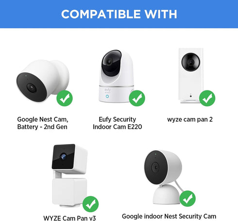OLAIKE Adhesive Metal Wall Mount compatible with Google Nest Cam (Battery)/Indoor Security Cam & Wyze Cam Pan V3/V2 & Eufy Cam E220/P24, No Drill ...