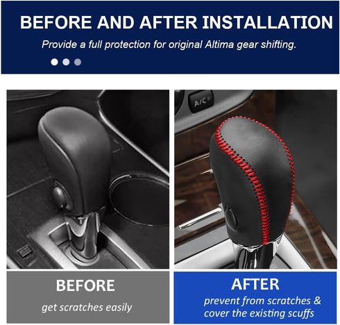 Gear Shift Cover for 2013-2019 Nissan Sentra / 2013-2018 Altima Auto Leather Shifter Cover Protector Trim for Nissan Rogue 2014-2016 /Pathfinder 2...