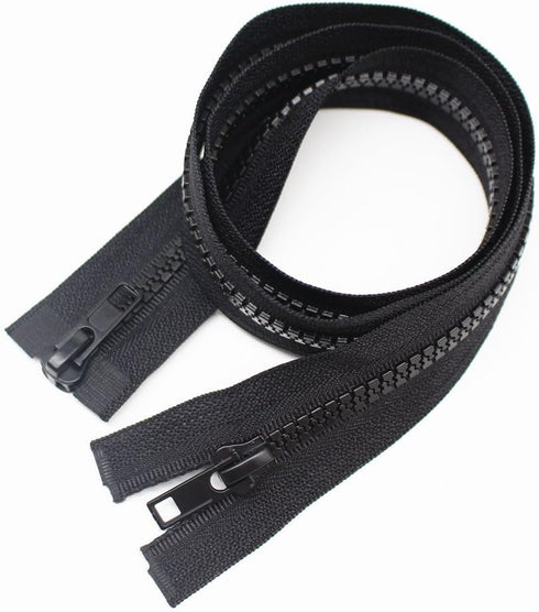 YaHoGa 2PCS #5 28 Inch Two Way Separating Jacket Zipper for Sewing Jacket Coat Molded Plastic Vislon Zippers Bulk (28" TW Black)...