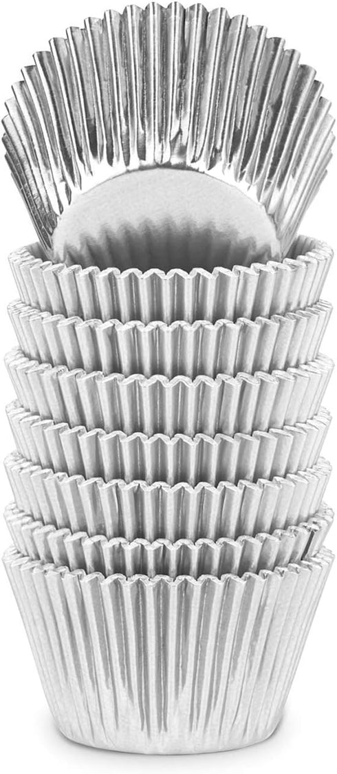 Gifbera Silver Foil Jumbo Cupcake Liners Metallic Muffin Baking Cups, 160-Count...