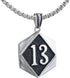 Large Heavy Lucky Number 13 Celtic Gothic Mens Stainless Steel Necklace + Rolo Chain...