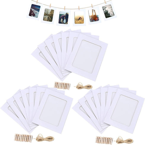 Enenes Paper Picture Frames, 4x6 Inch Kraft Paper Photo Frame,DIY Photo Frames with Wood Clips and Jute Twine for Home Wall Decor School and Offic...