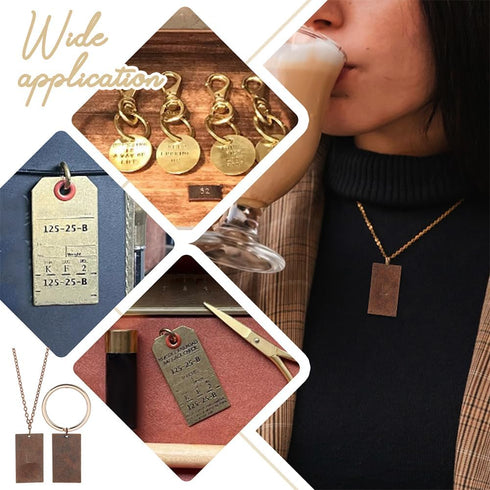PH PandaHall 50 Pcs Brass Flat Rectangle Blank Stamping Tag Pendants Charms 32x18x0.5mm for Bracelet Necklace Jewelry DIY Craft Making Red Copper...