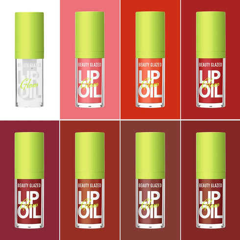 Beauty Glazed Big Brush Head Lip Oil, Ultra-Hydrating & Nourishing, Smooth Glossy Finish Lip Glow Oil, Shiny and Vegan Tinted Lip Gloss, Non-Stick...