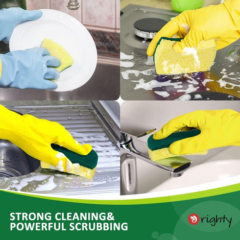 ORIGHTY Heavy Duty Cellulose Scrub Sponges Kitchen, Powerful Scrubbing & Cleaning, Suitable for Washing Dishes and Kitchen Cleaning, Absorbent & R...