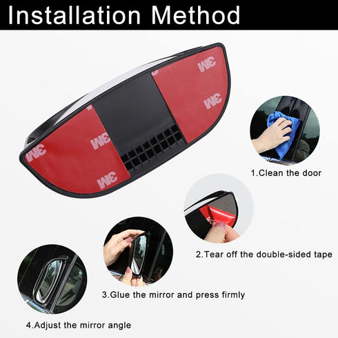 Back Passenger Rear View Mirror Adjustable Blind Spot Mirror,Real Glass,Car SUV Side View Mirror Wide Angle With Convex Surface Stick on B-Pillar ...