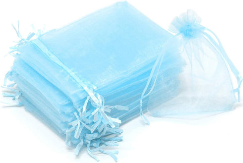 100Pcs Organza Bags 5x7 Inch, Sky Blue Sheer Baby Shower Party Favor Bags with Drawstring, Mesh Jewelry Gift Bags Wedding Candy Pouches...