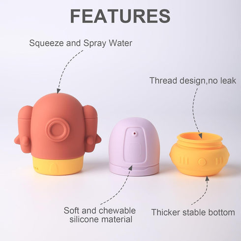 Silicone Baby Bath Toy Set for Infants 6-12 Months, Bathtub Toys for Toddlers 1-3,Mold Free Squirty Pool Toy, Dishwasher Safe 4 Pack...